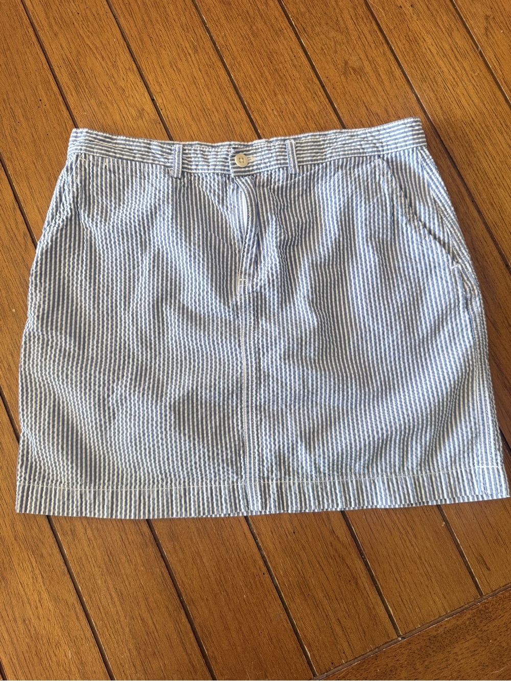 Ralph Lauren Light Blue & White Seersucker Mini Skirt